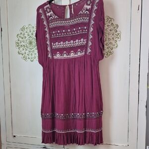Free People Plum Embroidered Garment